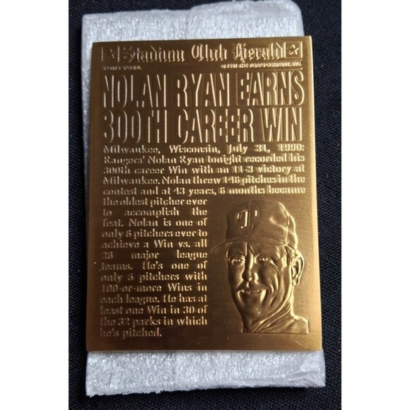 1991 Topps Stadium Clun Charter Members Only Nolan Ryan Bronze Medallion Set - Picture 6 of 6